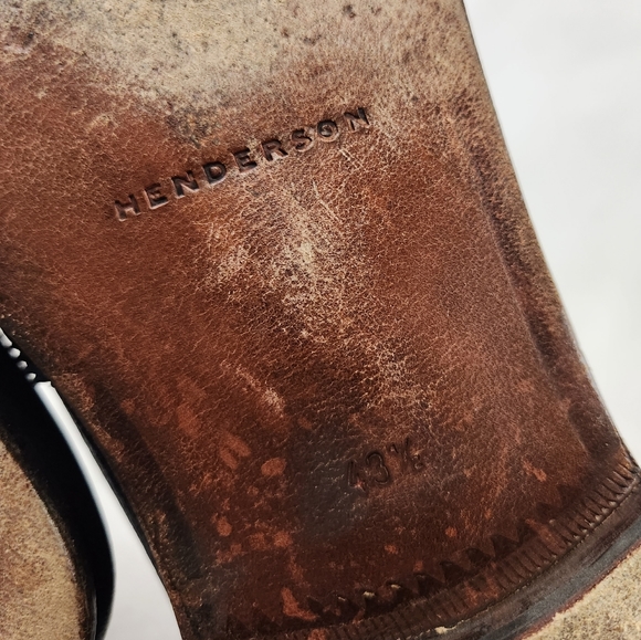 HENDERSON BARACCO Deer Leather Navy Blue Wingtip Derby Made Italy 43.5 IT / 10.5 - Picture 11 of 11